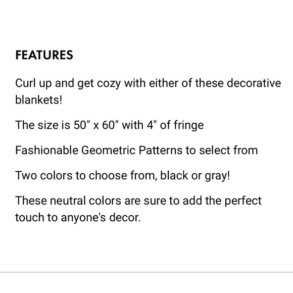 🆕⚫️Geometric Pattern Knit Fringe Throw Blanket BK - Picture 5 of 12